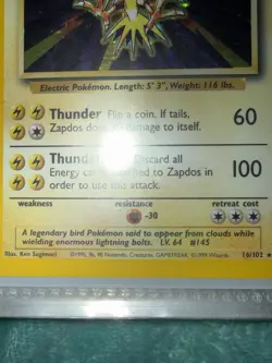 Pokemon Zapdos Base Set 16/102 Holo Rare Card 90 HP Basic English Wizards - Image 2