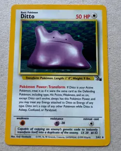 Ditto Holo Rare LP - 3/62 Fossil Set - Vintage Pokemon TCG Card 1998 - Image 1