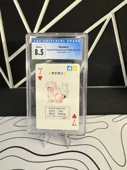 CGC 8.5 NM+ Pokemon 1996 Slowbro 7 of Hearts Green Deck Playing Card Japanese - Image 1