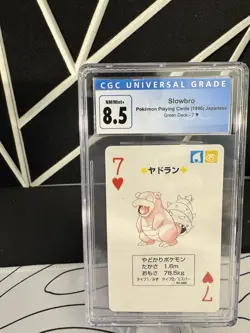 CGC 8.5 NM+ Pokemon 1996 Slowbro 7 of Hearts Green Deck Playing Card Japanese - Image 3