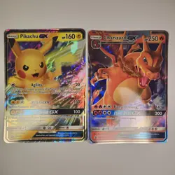 Lot Of 2 Oversized POKEMON Cards Charizard & Pikachu GX SM Promo - Image 1