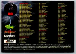 1994 Classic Mortal Kombat Ii Checklist Trading Card #80 Mortal Combat Card - Image 2