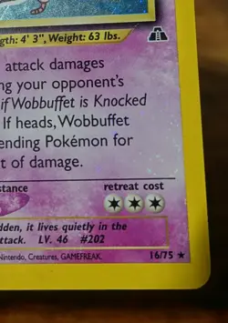 Wobbuffet 16/75 Holo Neo Discovery Holobleed Error Misprint Pokemon Card LP - Image 2