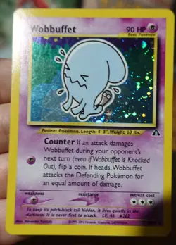 Wobbuffet 16/75 Holo Neo Discovery Holobleed Error Misprint Pokemon Card LP - Image 3