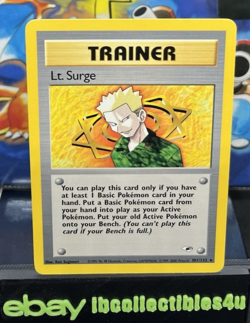 Pokemon Card Gym Heroes 101/132 Lt. Surge WOTC 2000 Excellent Free Shipping - Image 1