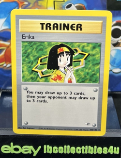 Erika (100) Gym Heroes #100/132 Pokemon Card Rare 2000 WOTC NM FREE SHIPPING - Image 1