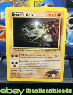Brock's Onix 21/132 Pokemon Card TCG Gym Heroes Rare 2000 WOTC NM F/S - Image 1