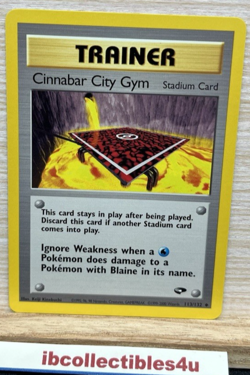 Pokemon Gym Challenge Card #113/132 Cinnabar City Gym Wotc 2000 Vintage NM - Image 1
