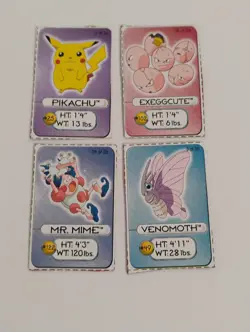 1998 Pokemon Premium Lunchables Pikachu/Mr.Mime Mini Cardboard Cutout Cards - Image 1