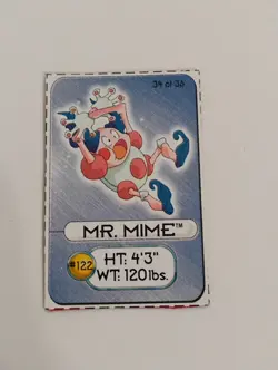 1998 Pokemon Premium Lunchables Pikachu/Mr.Mime Mini Cardboard Cutout Cards - Image 4