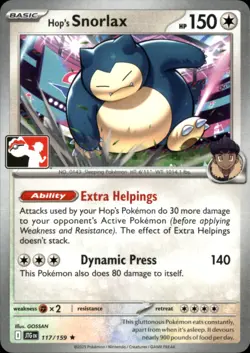 Hop's Snorlax Normal Rare Prize Pack Series Cards 117/159 NM - Image 1