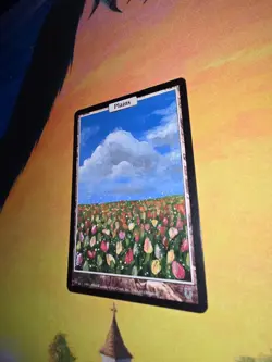 MTG ALTERED 1X Plains magic the gathering Hand Painted Tulips Unhinged - Image 1