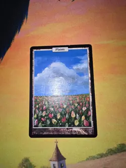 MTG ALTERED 1X Plains magic the gathering Hand Painted Tulips Unhinged - Image 2