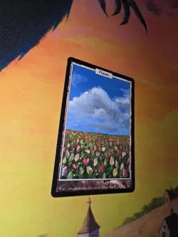 MTG ALTERED 1X Plains magic the gathering Hand Painted Tulips Unhinged - Image 3