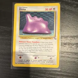 Pokemon Ditto 3/62 Fossil Holo Rare Unlimited English Card - Image 1