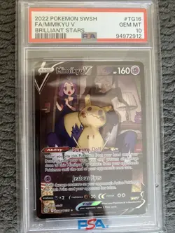 PSA 2022 POKEMON SWSH FA/MIMIKYU V BRILLIANT STARS PSA #TG16 GEM MT 10 - Image 1
