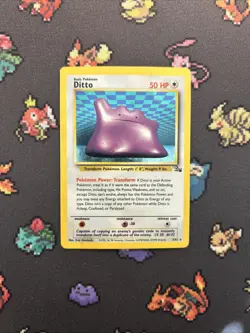 Ditto 3/62 PL -Vintage Holo Rare Pokemon Card- Fossil Set (8q) - Image 1