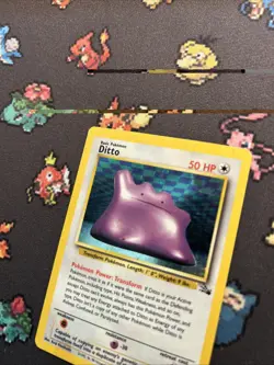 Ditto 3/62 PL -Vintage Holo Rare Pokemon Card- Fossil Set (8q) - Image 2