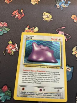 Ditto 3/62 PL -Vintage Holo Rare Pokemon Card- Fossil Set (8q) - Image 3