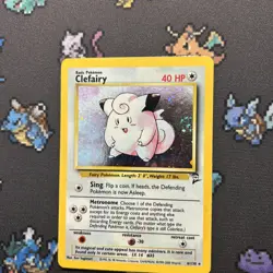 Clefairy 6/130 LP/EX -Vintage Holo Rare Pokemon Card- Base Set 2 *SWIRL* (8q) - Image 1