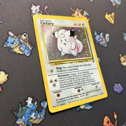 Clefairy 6/130 LP/EX -Vintage Holo Rare Pokemon Card- Base Set 2 *SWIRL* (8q) - Image 3