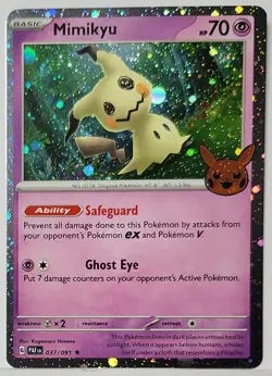 ✨ Mimikyu 037/091 Cosmo Holo Bleed ✨ Error Pokemon TCG Trick Or Trade 2024 ✨ - Image 4
