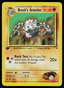 Pokemon Card - Brock's Graveler Gym Heroes 40/132 Uncommon 1st Edition - Image 1
