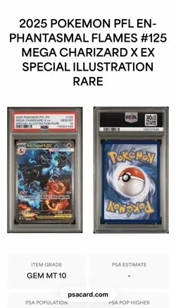 Pokemon 2025 Mega Charizard X ex 125/094 SIR Phantasmal Flames GEM MINT PSA 10 - Image 1