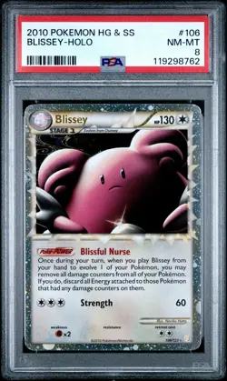2010 POKEMON HEARTGOLD BLISSEY PRIME #106 ULTRA RARE PSA 8 NM #119298762 - Image 1