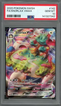 PSA 10 Snorlax VMAX (Full Art) Sword & Shield Base Set 142/202 Pokemon Card B8 - Image 1