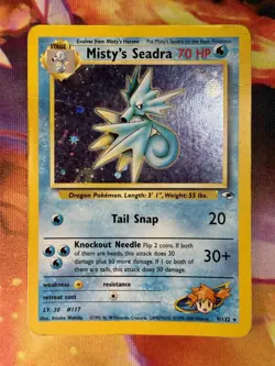Misty’s Seadra 9/132 HP-DMG Holo Rare Unlimited Gym Heroes 2000 WoTC Pokemon TCG - Image 1