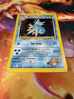 Misty’s Seadra 9/132 HP-DMG Holo Rare Unlimited Gym Heroes 2000 WoTC Pokemon TCG - Image 2