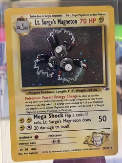 Pokemon TCG Lt. Surge's Magneton Gym Heroes 8/132 Holo Unlimited MP 5 - Image 1