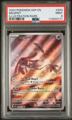 Mesprit 204/191 Illustration Rare Ssp En Surging Sparks Pokemon PSA 9 - Image 1
