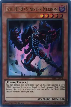 Yugioh! LP Evil HERO Sinister Necrom - LED5-EN014 - Ultra Rare - 1st Edition Nea - Image 1