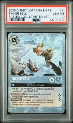 Tinker Bell Giant Fairy Glimmer Foil Promo Fabled Starter Disney Lorcana PSA 10 - Image 1