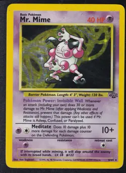 Pokemon TCG Mr. Mime 6/64 Jungle Set Holo Rare Unlimited WOTC Vintage - Image 1