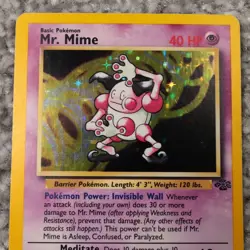 Pokemon TCG Mr. Mime Jungle 6/64 Holo Unlimited Holo Rare Very Good Condition - Image 3
