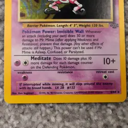Pokemon TCG Mr. Mime Jungle 6/64 Holo Unlimited Holo Rare Very Good Condition - Image 4
