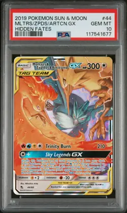 2019 POKEMON HIDDEN FATES 44 MOLTRES & ZAPDOS & ARTICUNO GX PSA 10 GEM MINT - Image 1