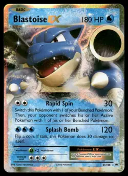 Pokemon Cards Blastoise EX 21/108 Evolutions Holo Rare EX NM - Image 1