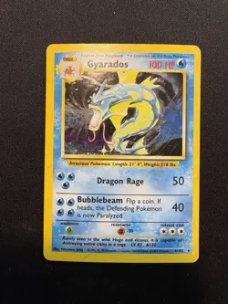 Gyarados 6/102 Holo Rare Base Set WOTC Pokemon Card Vintage 1999 HP (Scratched) - Image 1