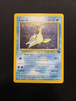 Lapras 10/62 WotC Pokemon 1999 Fossil Holo Rare MP - Image 1