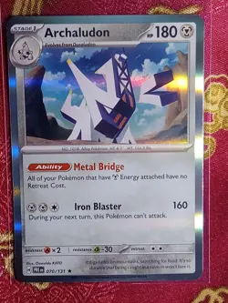 HOLOGRAM FOIL Archaludon 070/131 Scarlet and Violet Prismatic Evolutions Pokemon - Image 1