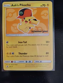 POKEMON TCG Ash's Pikachu SM110 Stamp Promo Card Regular - LP - Image 1