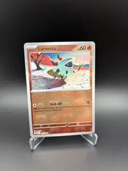 Pokemon Larvesta Master Ball Pattern Holo Sv: Black Bolt 015/086 English 60 HP - Image 1