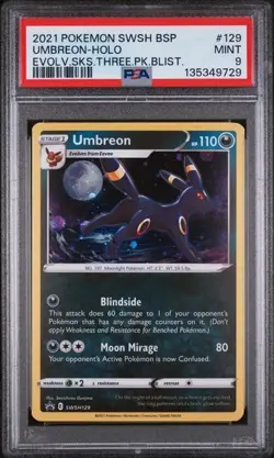 Umbreon SWSH129 PSA 9 Black Star Promo Cosmos Holo Pokemon - Mouth Swirl - Image 1