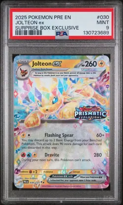 Jolteon Ex Surprise Box Exclusive Pokemon Prismatic Evolutions 030/131 PSA 9 - Image 1