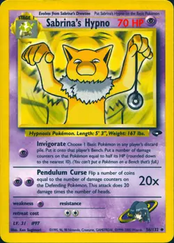 SABRINA'S HYPNO 56/132 UNCOMMON GYM CHALLENGE POKEMON UNLIMITED MP - Image 1