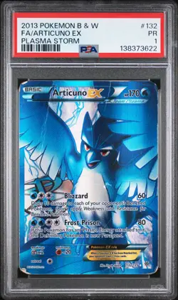 2013 POKEMON B&W PLASMA STORM #132 FULL ART/ARTICUNO EX PSA 1 - Image 1